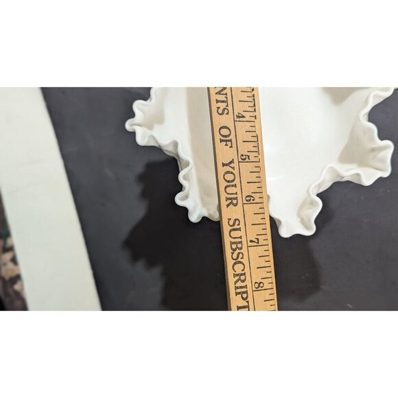 Vintage Fenton Milk Glass Hobnail Compote Candy  Ruffled Edges 5.5" Tall White M - Picture 6 of 7